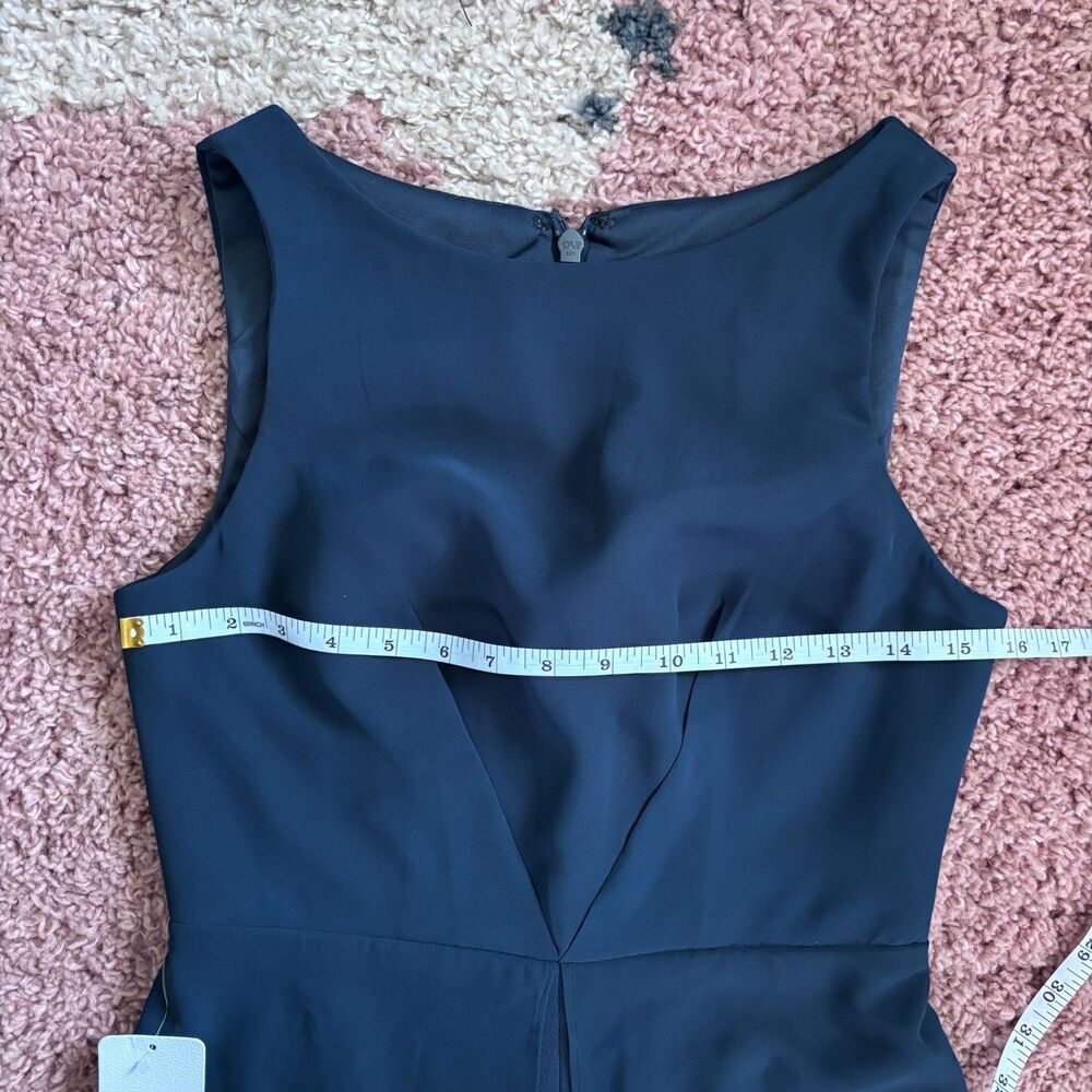 Azazie Anitta Dark Navy Jumpsuit/Pantsuit Pleated Stretch Crepe Dress Sz 4 NWT - Picture 9 of 12